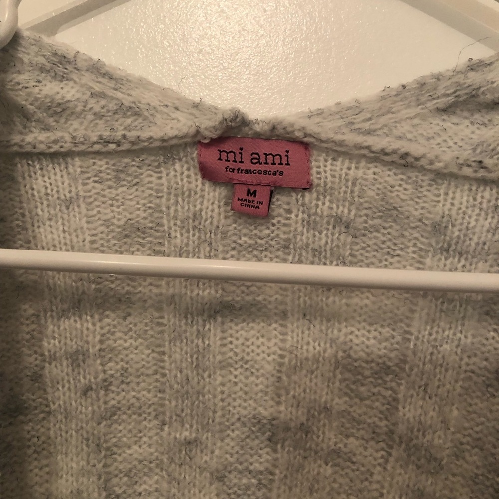 miami Light Gray Open-Front Ribbed Cardigan - Picture 3 of 3